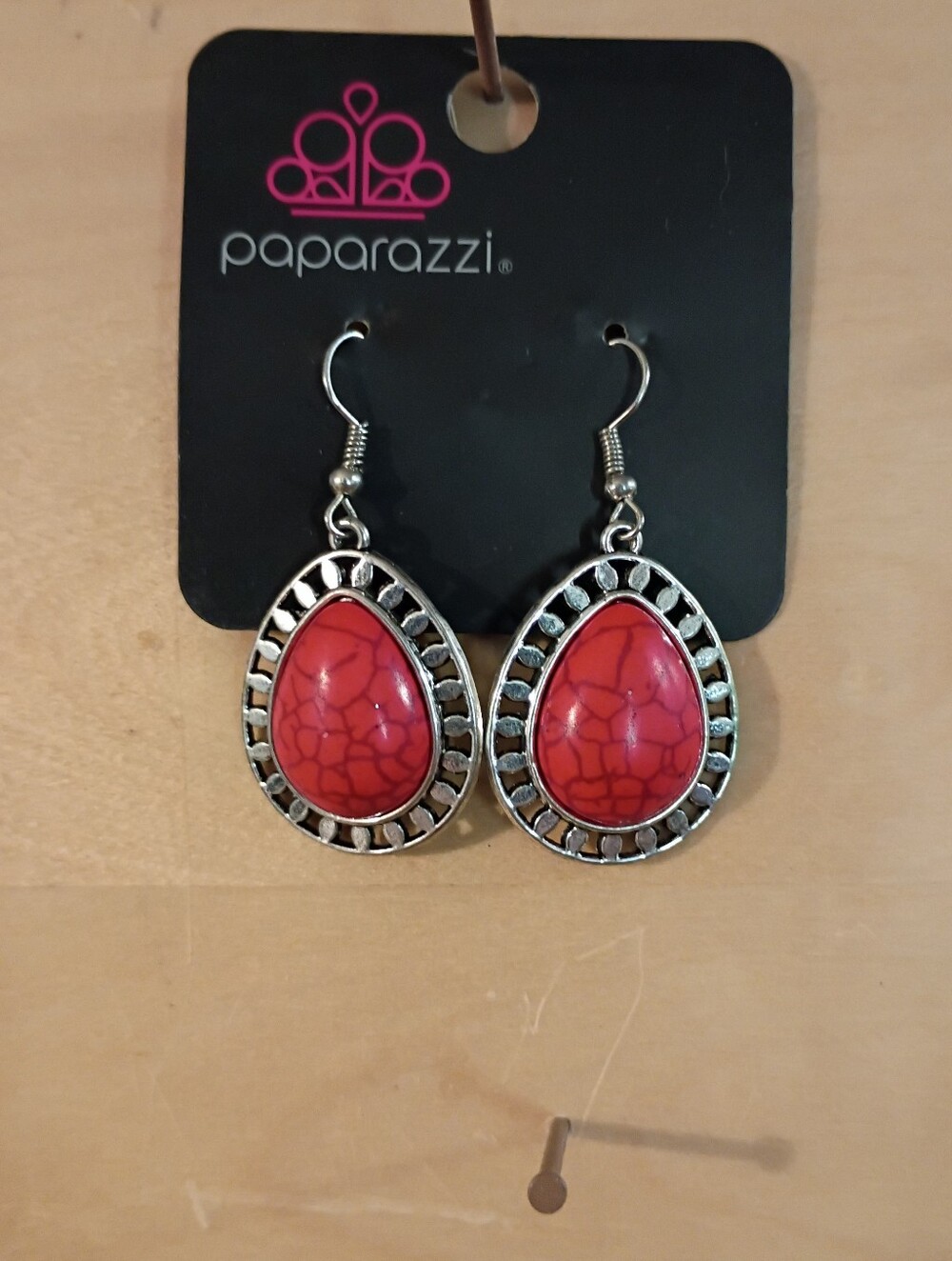 paparazzi Red Teardrop Filigree Dangle Earrings